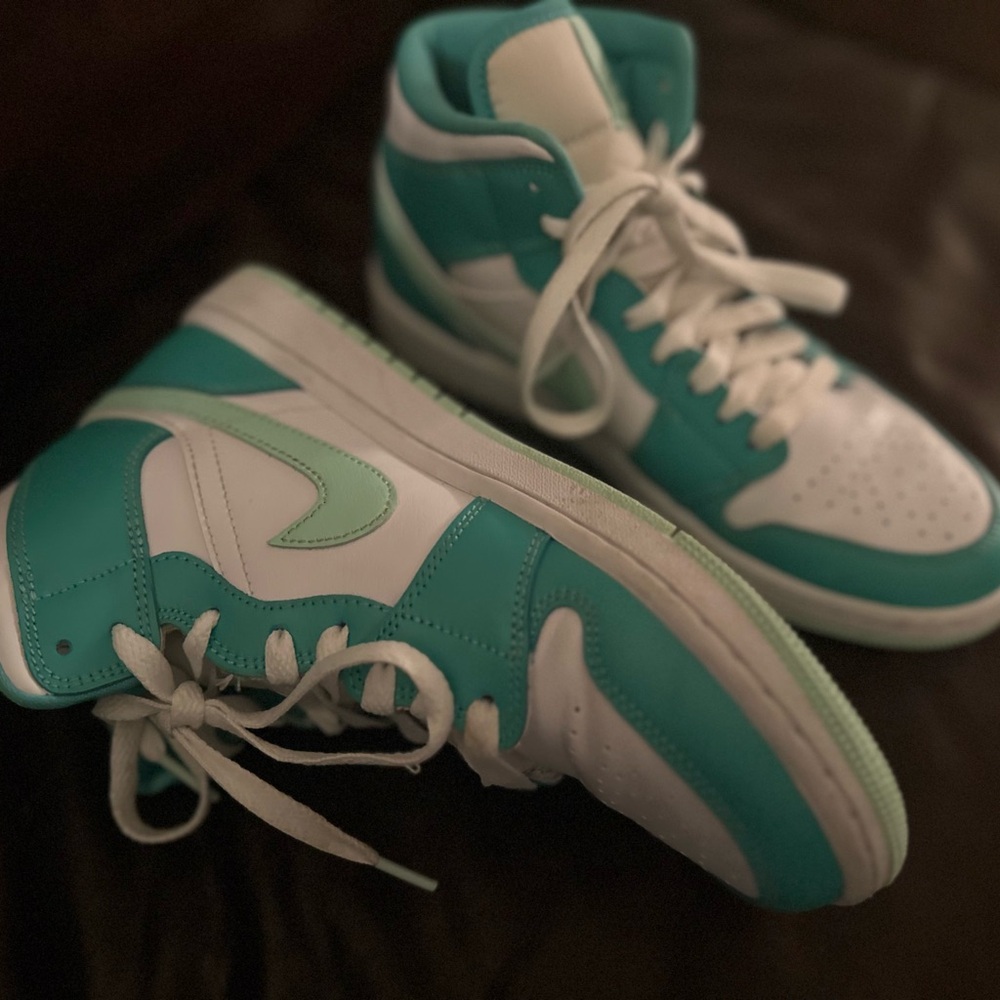 Kids Teal and White High-Top Sneakers